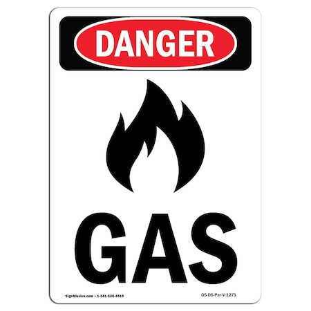 Signmission Safety Sign, OSHA Danger, 10" Height, Rigid Plastic, Gas, Portrait OS-DS-P-710-V-1271